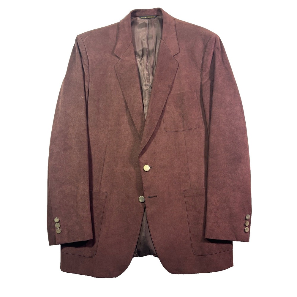 mens brown Vintage Ultra Faux Suede blazer jacket sport suit coat retro 42L